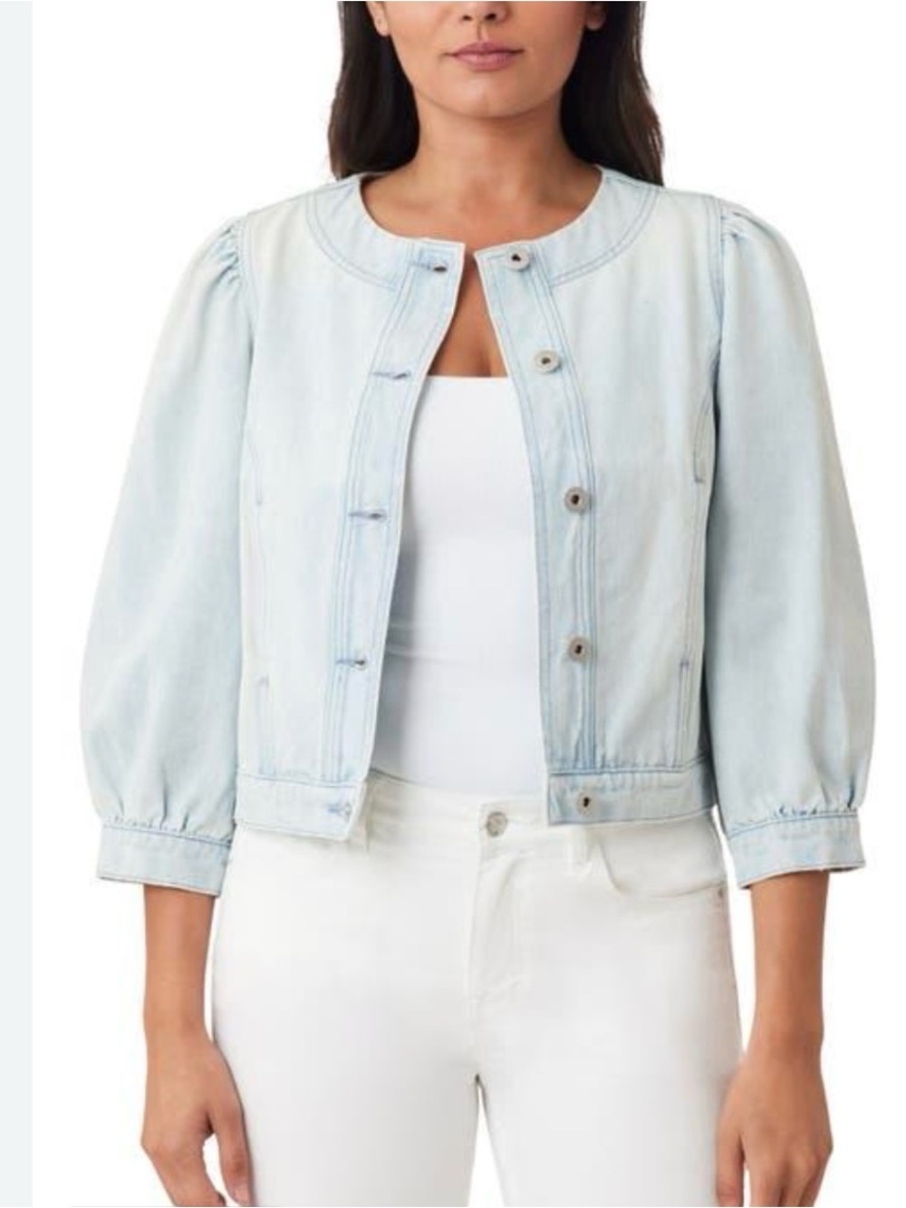 Kensie Jeans Collarless Crop Denim Jacket-size S (BNWT)